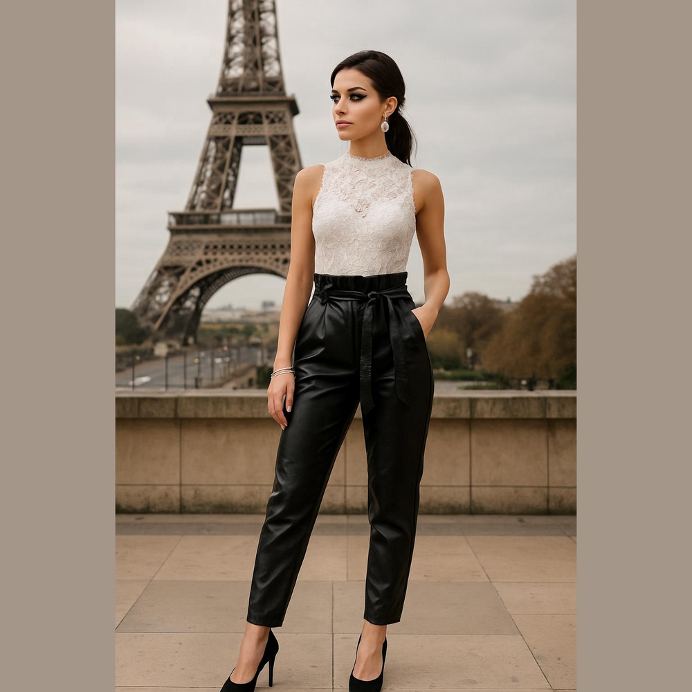 NWT AVEC Le Filles Faux Leather Belted Pants